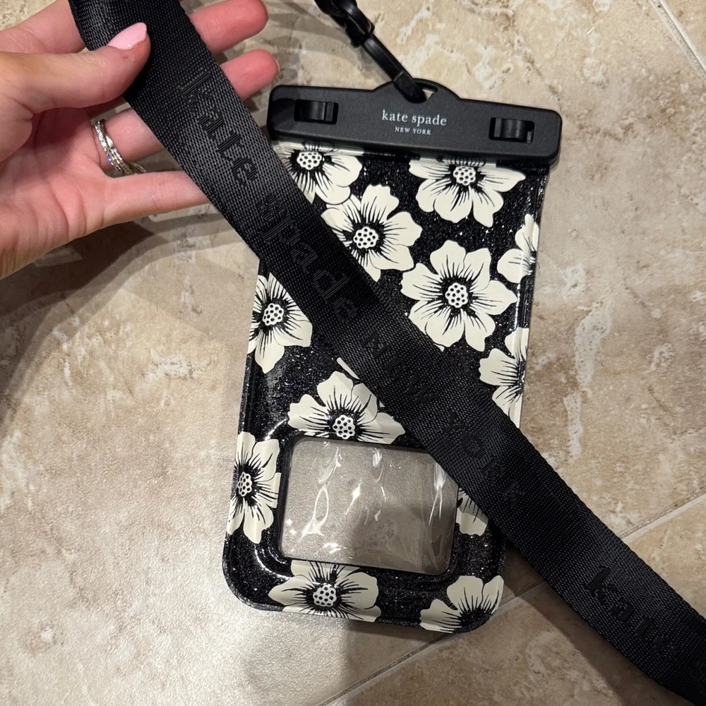 kate spade Black and White Floral Waterproof Phone Case Pouch